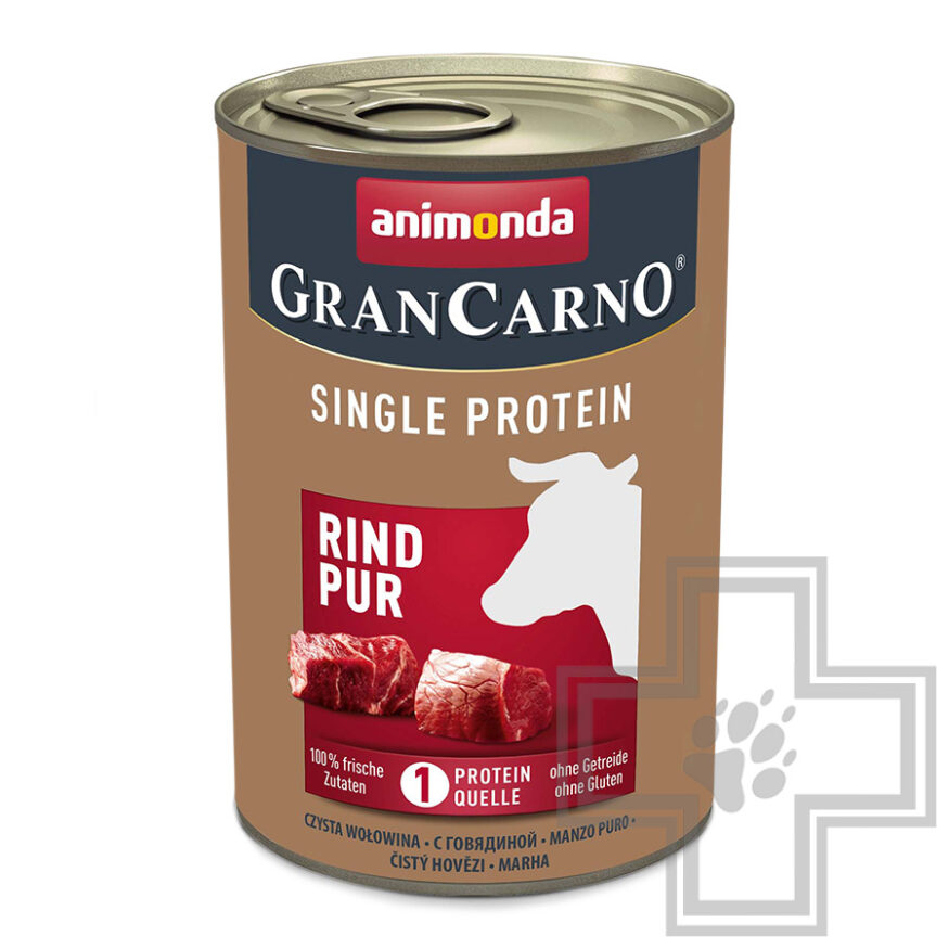 GranCarno Single Protein Консервы для взрослых собак, паштет с говядиной