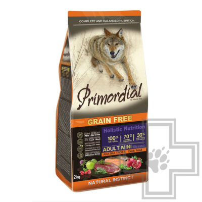 Primordial Grain Free Mini Adult Корм для взрослых собак мелких пород, с форелью и уткой