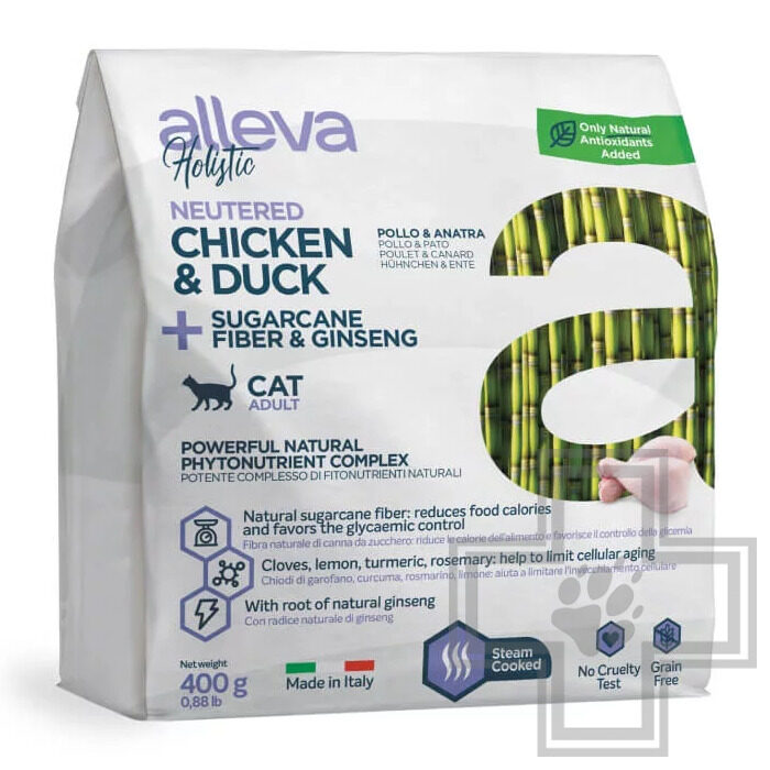 Alleva Holistic Корм беззерновой для взрослых стерилизованных кошек, с курицей и уткой