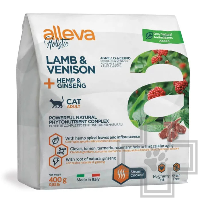 Alleva Holistic Корм беззерновой для взрослых кошек, с ягненком и олениной