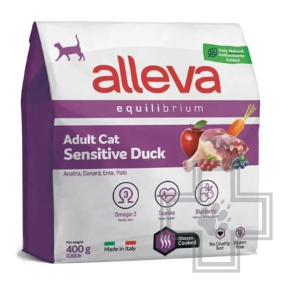 Alleva Equilibrium Sensitive Корм для взрослых кошек с чувствительным пищеварением, с уткой