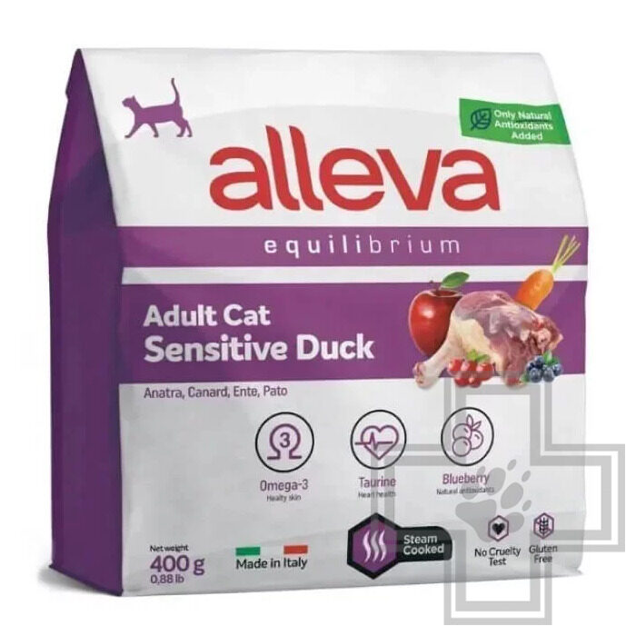 Alleva Equilibrium Sensitive Корм для взрослых кошек с чувствительным пищеварением, с уткой