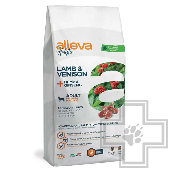 Alleva Holistic Корм беззерновой для взрослых собак средних и крупных пород, с ягненком и олениной