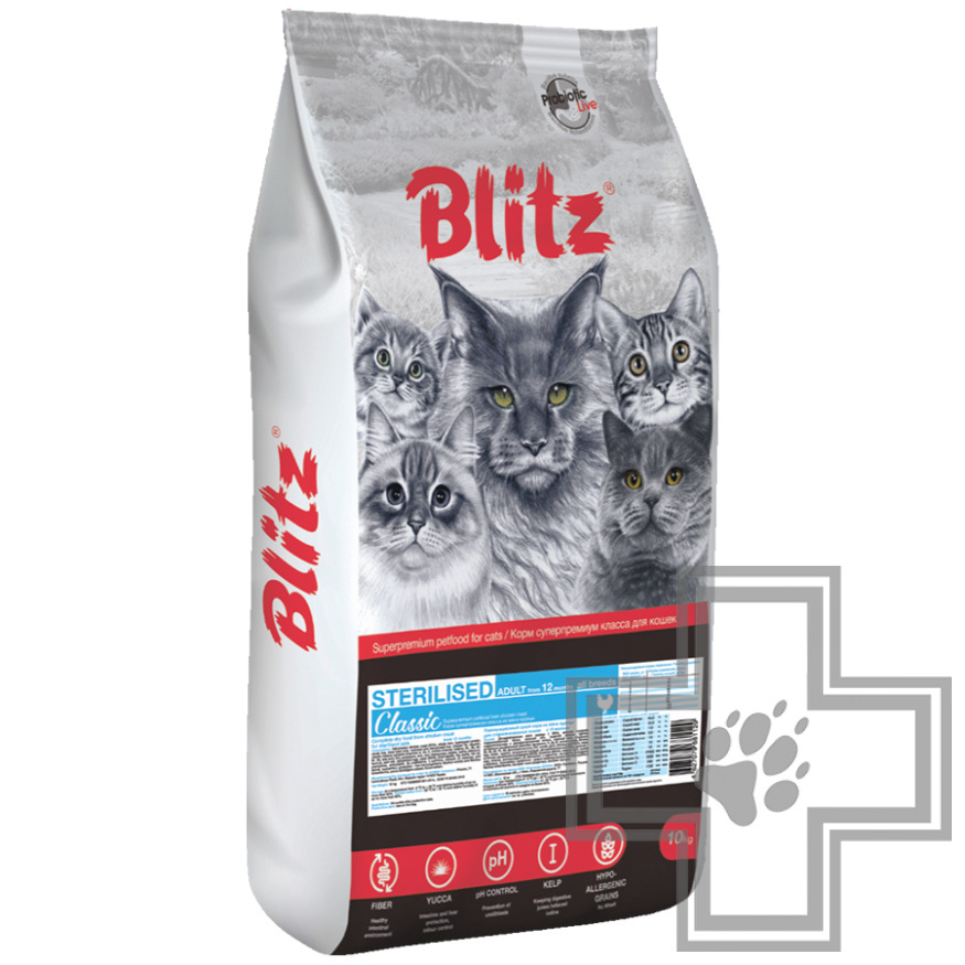 Blitz Classic Корм для взрослых стерилизованных кошек, с курицей