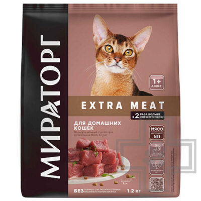 Мираторг Extra Meat Корм для взрослых домашних кошек, с говядиной