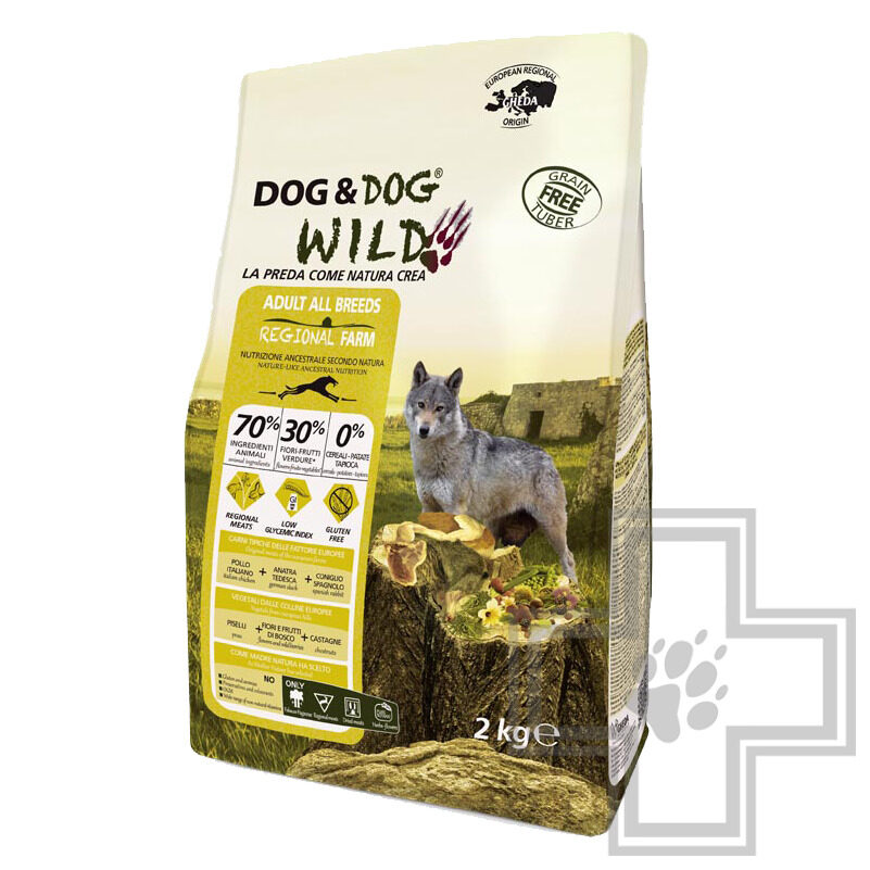 Dog&Dog Wild корм для взрослых собак всех пород с курицей, уткой и кроликом