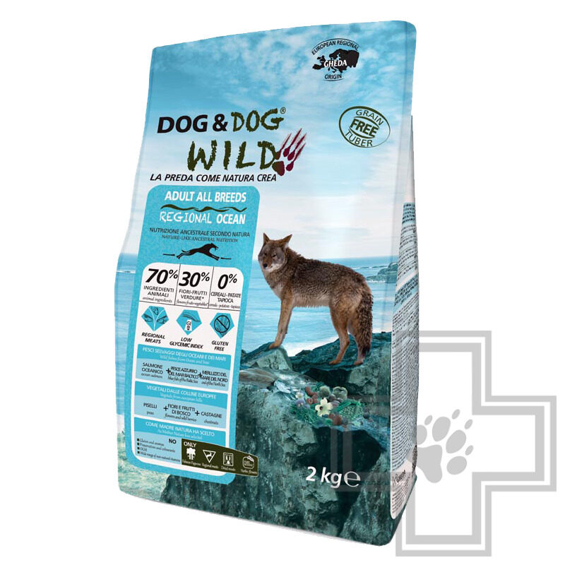 Dog&Dog Wild корм для взрослых собак всех пород с океанической рыбой и лососем