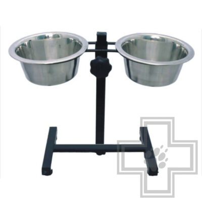 Уют Подставка регулирующаяся с металлическими мисками для собак