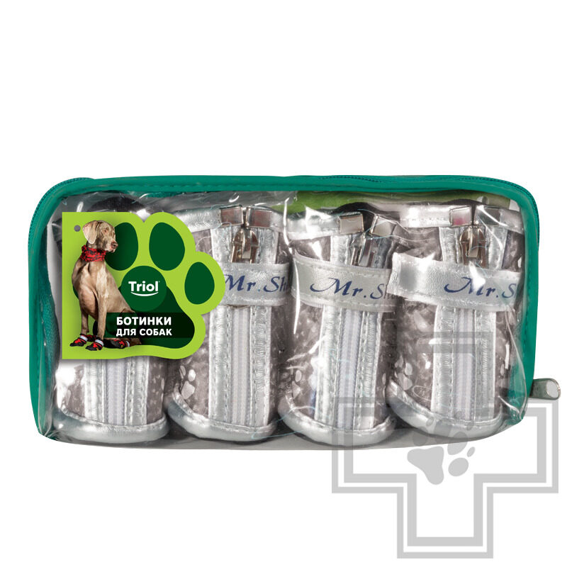 Triol Ботинки для собак с "лапками", серебряные Triol Ботинки для собак с "лапками", серебряные