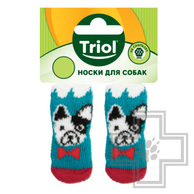 Triol Носки для собак "Собачка", голубые с рисунком