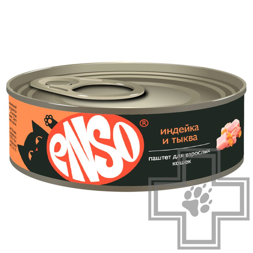 ENSO Консервы для взрослых кошек, с индейкой и тыквой