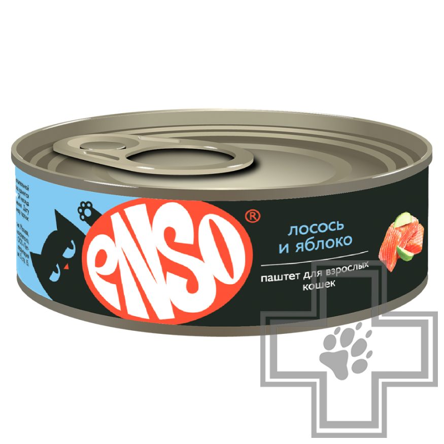 ENSO Консервы для взрослых кошек, с лососем и яблоком