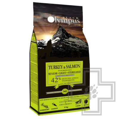 Black Olympus Senior Light Sterilised Корм для пожилых стерилизованных собак, с индейкой и лососем