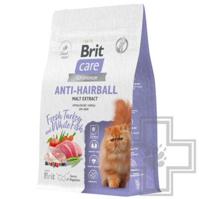 Brit Care Anti-Hairball Корм для взрослых кошек для выведения шерсти, с рыбой и индейкой