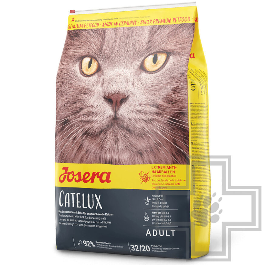 Josera Catelux Adult 32/20 Корм для взрослых длинношерстных кошек, с уткой и картофелем