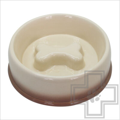 №1 Миска керамическая "Косточка" для собак для медленного поедания корма