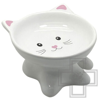 №1 Миска керамическая "Мордочка кошки" на фигурной ножке