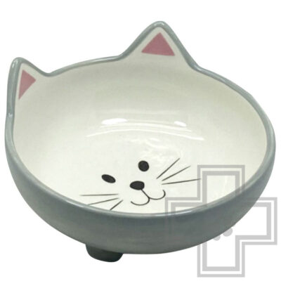 №1 Миска керамическая "Мордочка кошки" на ножках, круглая