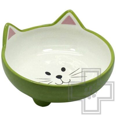 №1 Миска керамическая "Мордочка кошки" на ножках, круглая