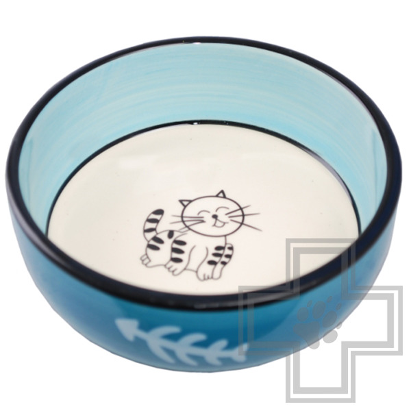 №1 Миска керамическая "Кошка" с косточками