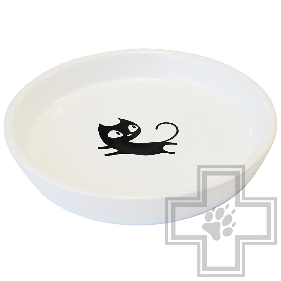 №1 Миска керамическая "Черный кот" с рисунком
