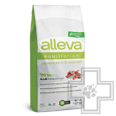 Alleva Equilibrium Sensitive Корм для взрослых собак средних и крупных пород, с ягненком и рыбой