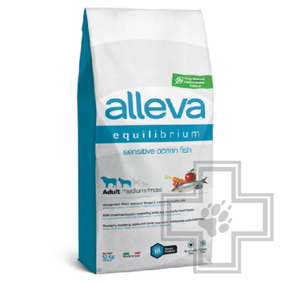 Alleva Equilibrium Sensitive Корм для взрослых собак средних и крупных пород, с рыбой