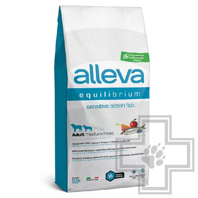 Alleva Equilibrium Sensitive Корм для взрослых собак средних и крупных пород, с рыбой
