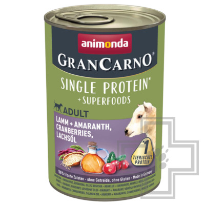 Gran Carno Superfoods Консервы для взрослых собак всех пород, с ягненком, амарантом и клюквой