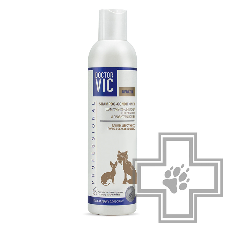 Doctor VIC Шампунь-кондиционер с кератином и провитамином В5 для бесшерстных пород собак и кошек