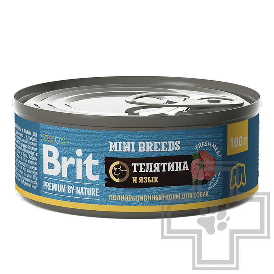 Брит Консервы для взрослых собак мелких пород, паштет с телятиной и языком