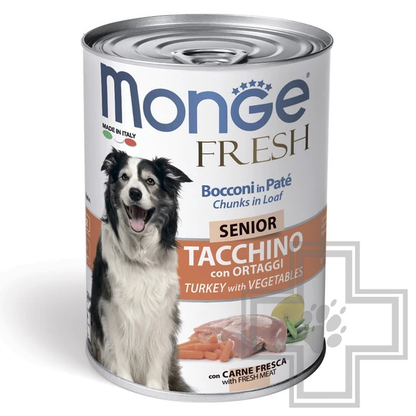 Monge Dog Fresh Chunks in Loaf Консервы для пожилых собак, с индейкой и овощами