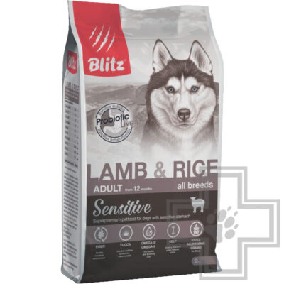 Blitz Sensitive Корм для взрослых собак всех пород, с ягненком и рисом