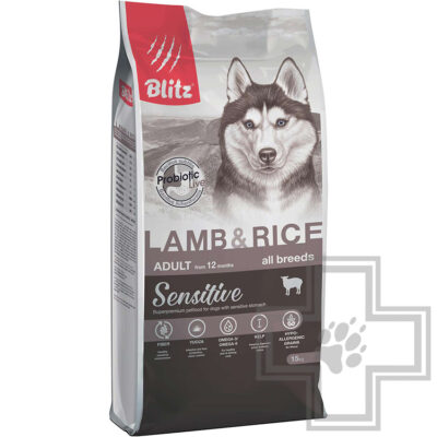 Blitz Sensitive Корм для взрослых собак всех пород, с ягненком и рисом