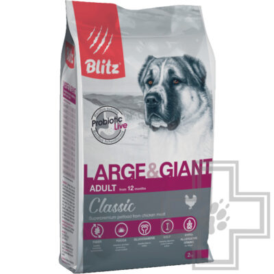 Blitz Classic Корм для взрослых собак крупных и гигантских пород, с курицей и рисом