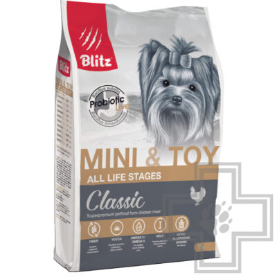 Blitz Classic Корм для взрослых собак мелких и миниатюрных пород, с курицей и рисом
