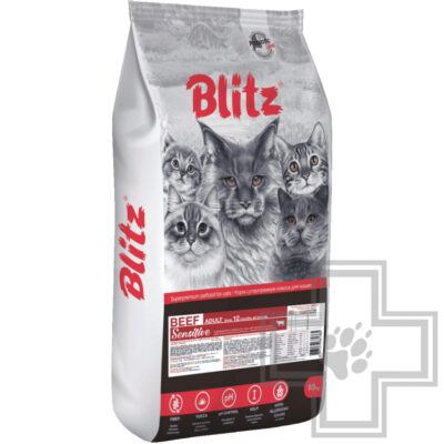 Blitz Sensitive Корм для взрослых кошек, с говядиной