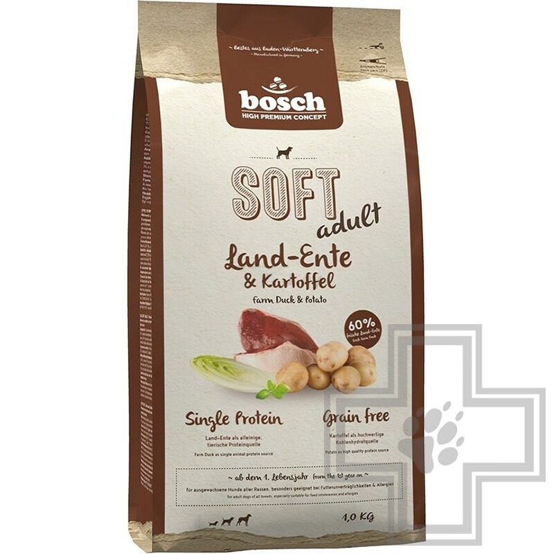 Bosch Soft Корм беззерновой для взрослых собак всех пород, с уткой и картофелем