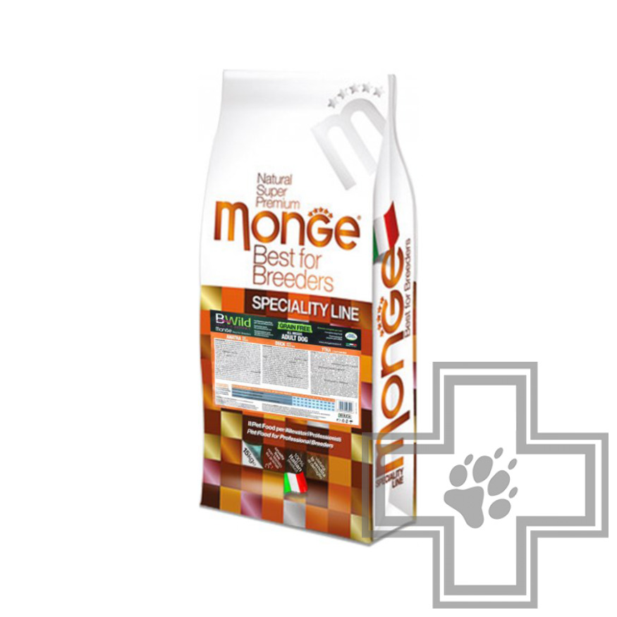 Monge GRAIN FREE Корм беззерновой для взрослых собак всех пород, с уткой и картофелем