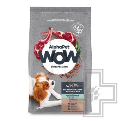AlphaPet WOW Корм для взрослых собак мелких пород с чувствительным пищеварением, с ягненком и рисом