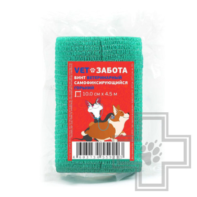 VETЗАБОТА Бинт ветеринарный самофиксирующийся горький, зеленый