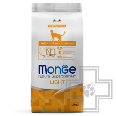 Monge Speciality Line Light Корм для взрослых кошек, склонных к излишнему весу, с индейкой