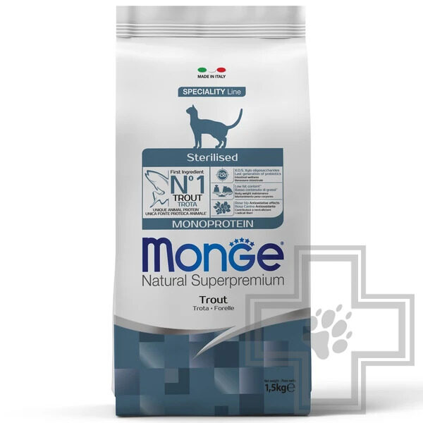Monge Speciality Line Monoprotein Sterilised Корм для взрослых стерилизованных кошек, с форелью
