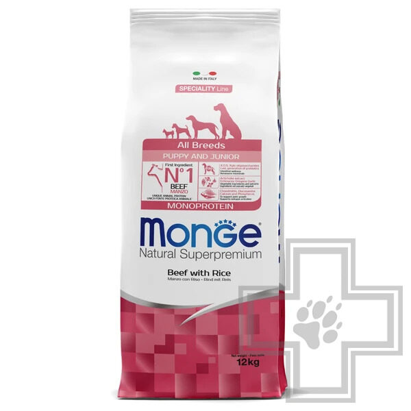 Monge Speciality Line Monoprotein Puppy & Junior Корм для для щенков всех пород, с говядиной и рисом Monge Speciality Line Monoprotein Puppy & Junior Корм для для щенков всех пород, с говядиной и рисом