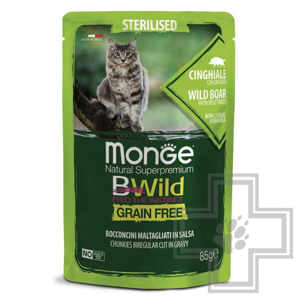 Monge Cat BWild GRAIN FREE Пресервы беззерновые для стерилизованных кошек, с диким кабаном и овощами