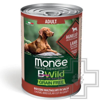 Monge Dog BWild GRAIN FREE Консервы для взрослых собак всех пород, с ягненком, тыквой и кабачками