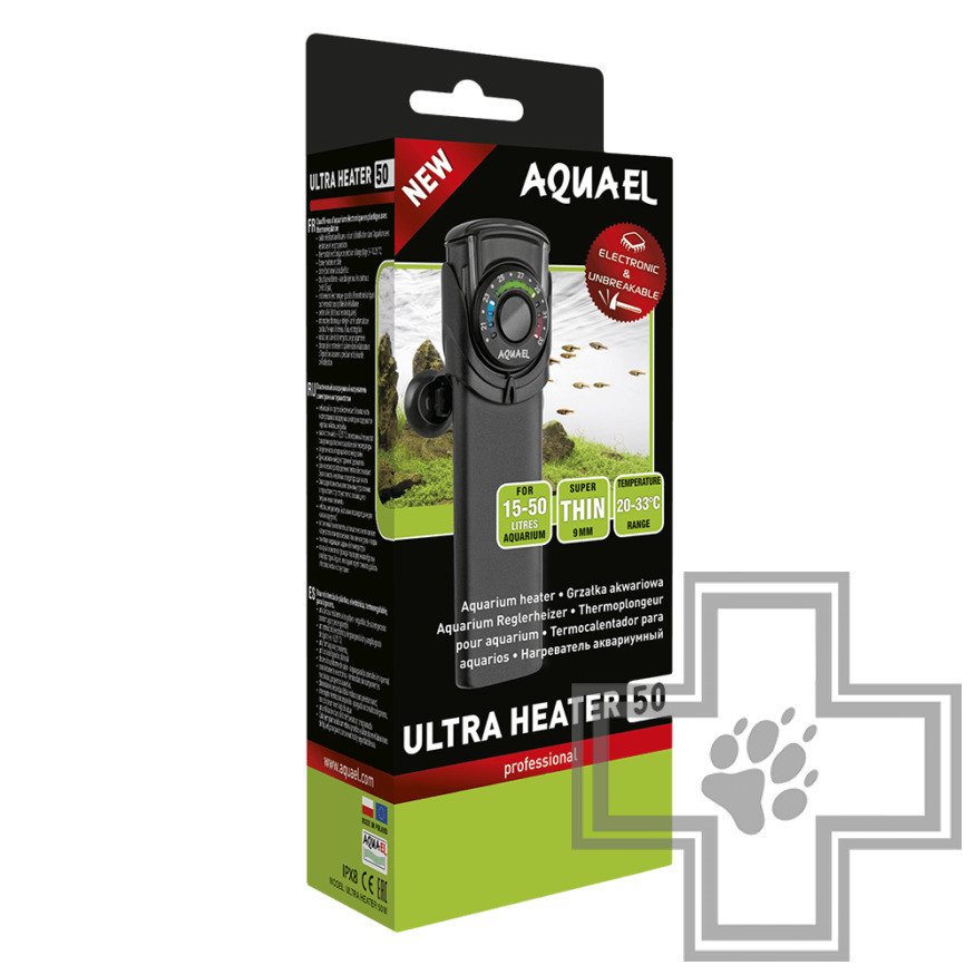 Aquael Обогреватель Ultra Heater UH-50W пл.(15л50л)16,3 см