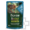 Monge BWild GRAIN FREE Пресервы для взрослых стерилизованных кошек, с тунцом, креветками и овощами