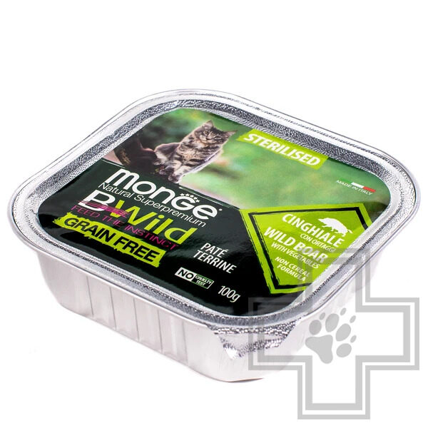 Monge BWild GRAIN FREE Консервы для взрослых стерилизованных кошек, с кабаном и овощами Monge BWild GRAIN FREE Консервы для взрослых стерилизованных кошек, с кабаном и овощами