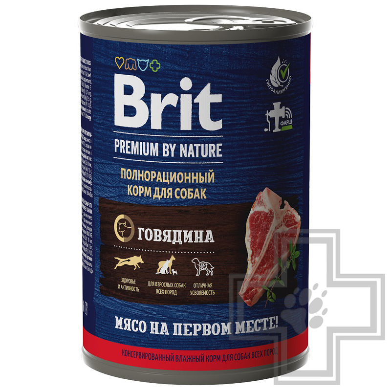 Брит Консервы для взрослых собак всех пород, с говядиной